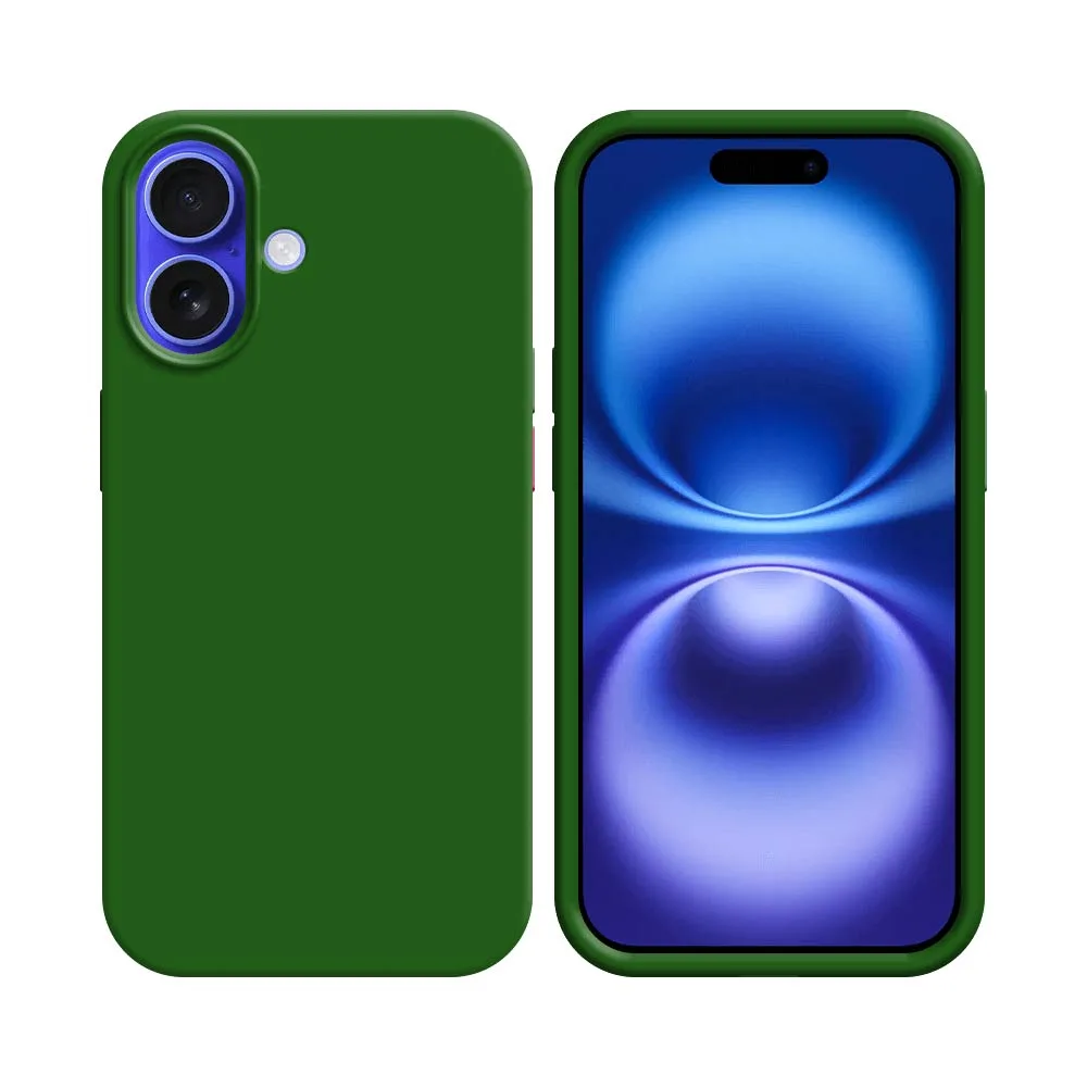 Coque Silicone Compatible pour Apple iPhone 16 Plus Vert Foncé