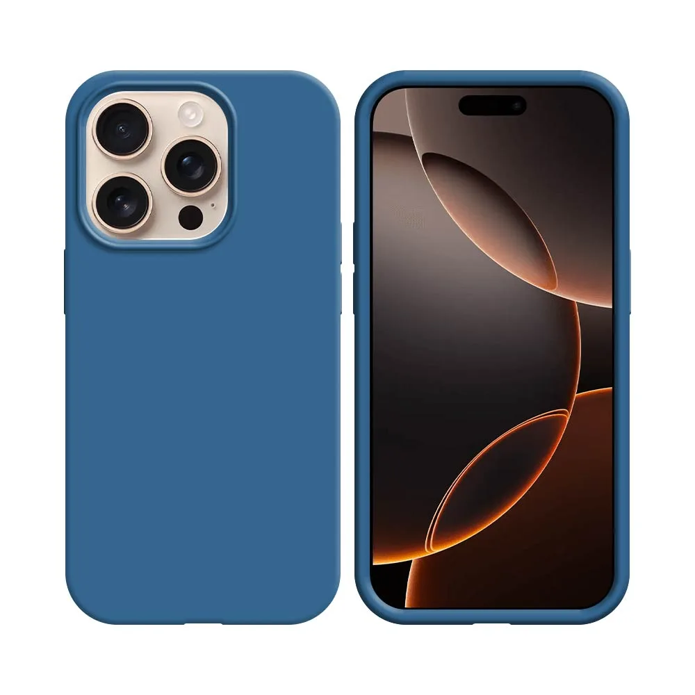Coque Silicone Compatible pour Apple iPhone 16 Pro Max Bleu Marine