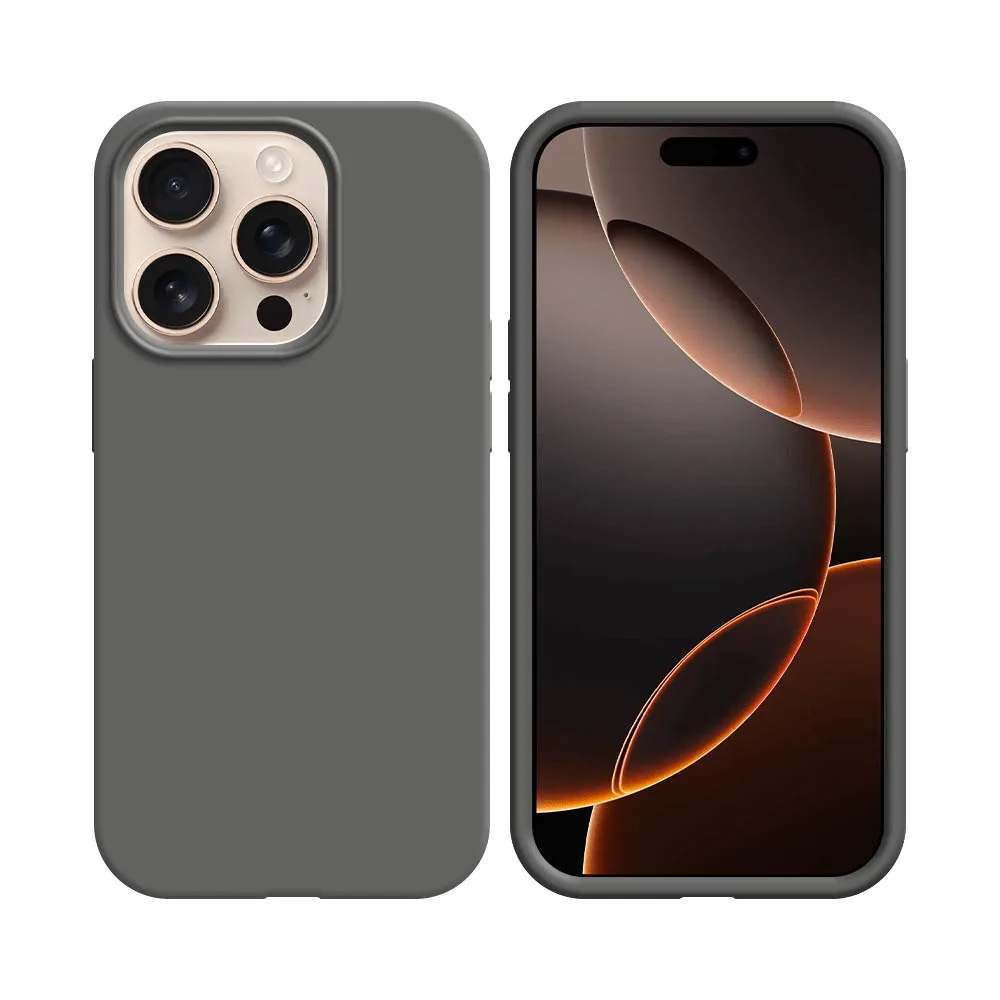 Coque Silicone Compatible pour Apple iPhone 16 Pro Max Gris Foncé