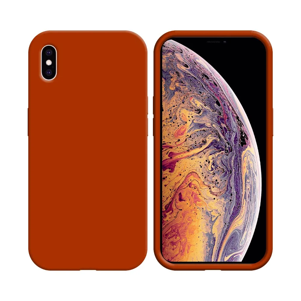 Coque Silicone Compatible pour Apple iPhone X & XS Orange — vue 3