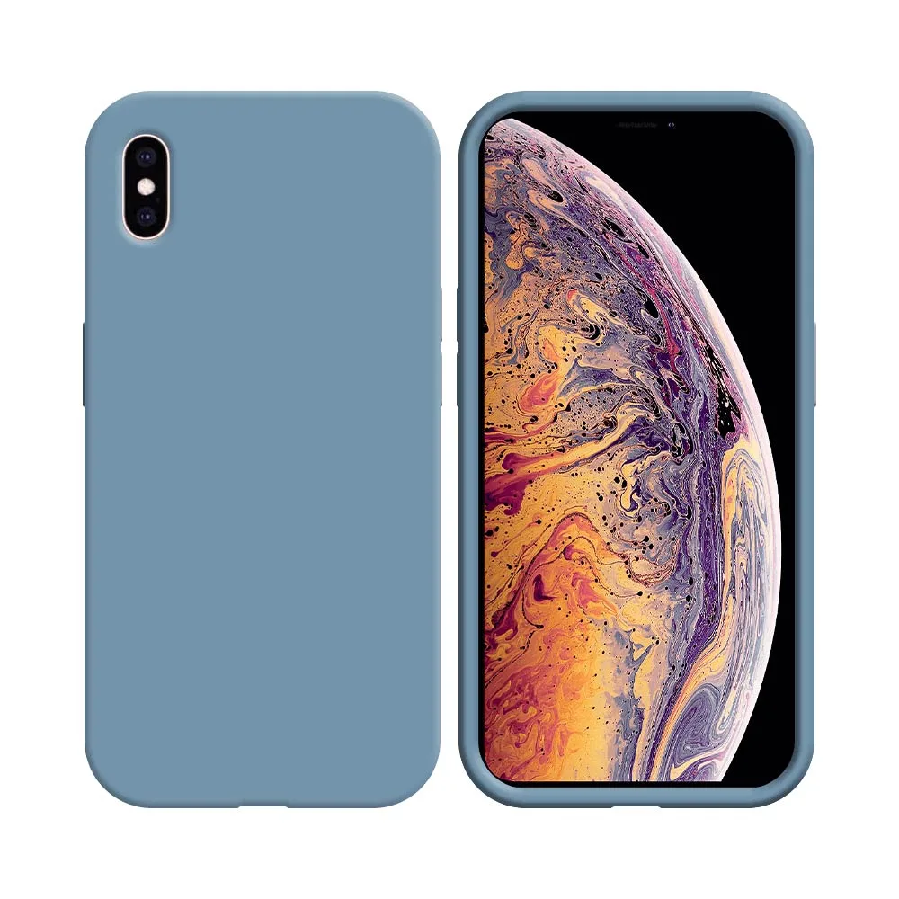 Coque Silicone Compatible pour Apple iPhone X & XS Bleu Acier — vue 2