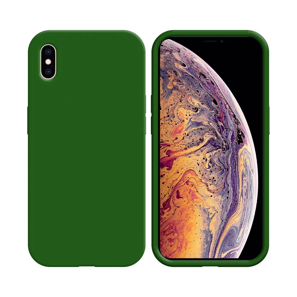Coque Silicone Compatible pour Apple iPhone X & XS Vert Foncé — vue 2