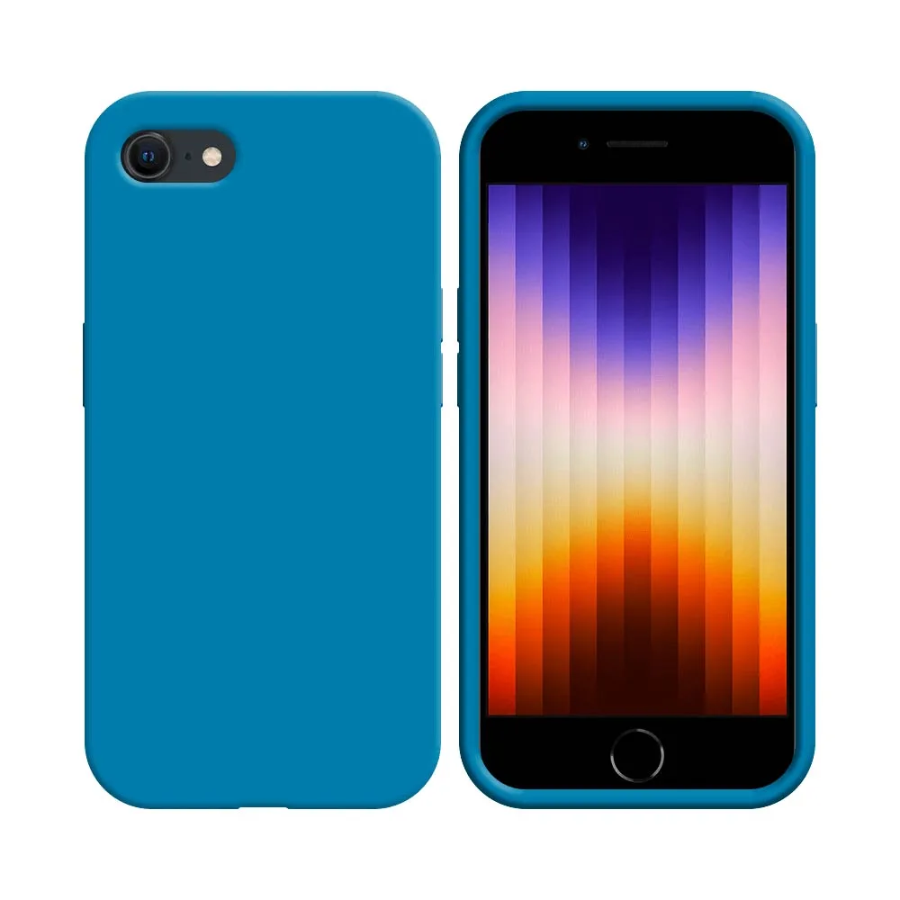 Coque Silicone Compatible pour Apple iPhone 7, 8, SE 2 & SE 3 Bleu Ciel