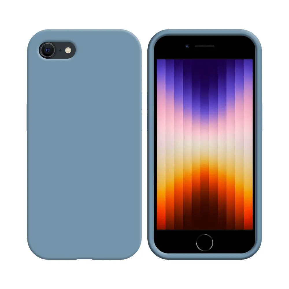 Coque Silicone Compatible pour Apple iPhone 7, 8, SE 2 & SE 3 Bleu Acier — vue 2