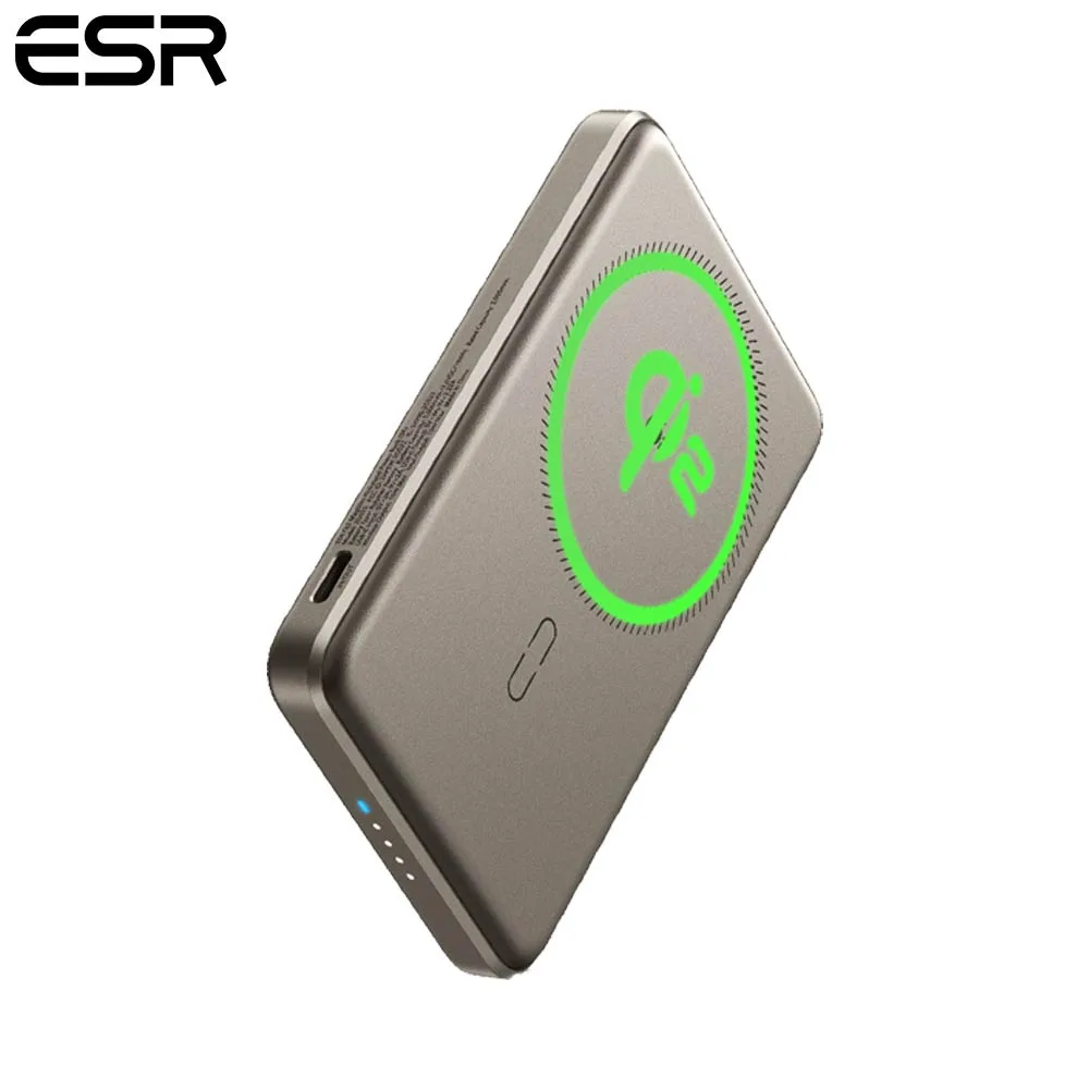 Batterie Externe Power Bank sans Fil Magnétique ESR Qi2 MagSlim 5000mAh Argent