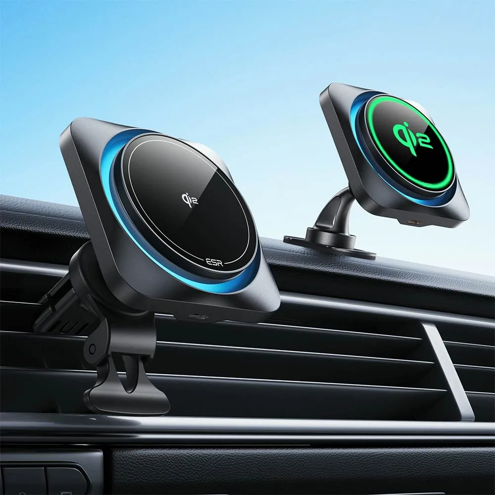 Support Smartphone Chargeur à Induction pour Voiture ESR Qi2 CryoBoost 15W (HaloLock) Noir — vue 2
