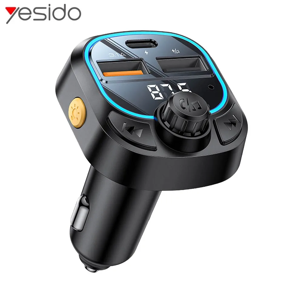 Transmetteur FM Bluetooth & Chargeur Voiture Yesido Y70 15W Noir