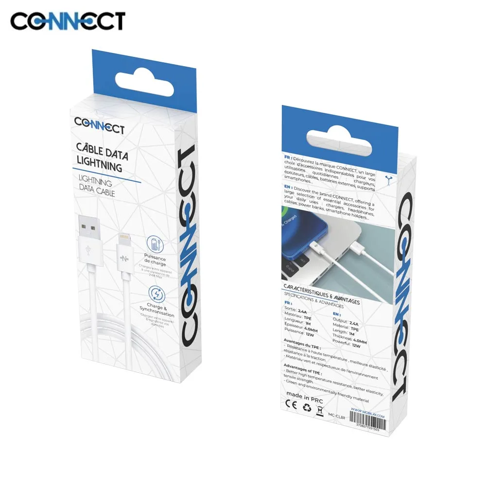 Câble Data USB vers Lightning CONNECT 12W (1m) Blanc — vue 2