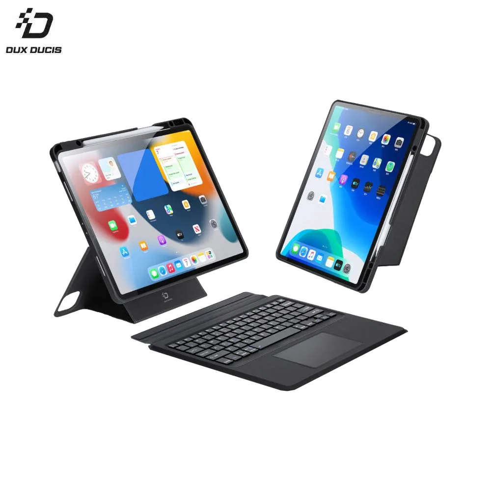 Housse de Protection avec Clavier Rétroéclairé DK Dux Ducis pour Apple iPad Pro 12.9" (3e génération)/iPad Pro 12.9" (4e génération)/iPad Pro 12.9" (5e génération)/iPad Pro 12.9" M2 (6e génération)/iPad Air 13 M2 AZERTY Noir