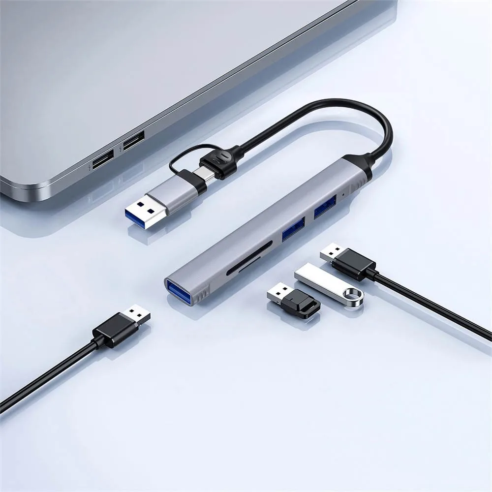 Hub Wiwu ZOLO Wi-HB003 5 en 1 Type-C & USB Gris — vue 2