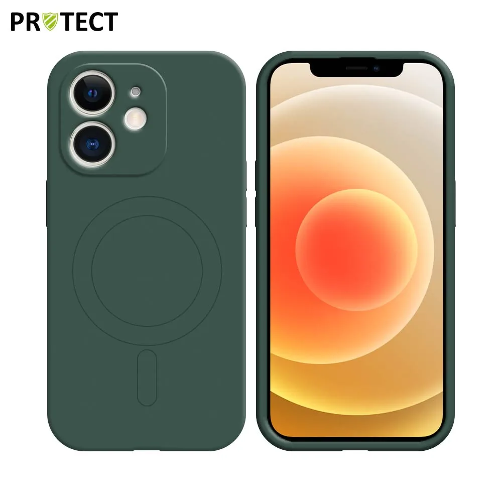 Coque de Protection IZ001 PROTECT pour Apple iPhone 12 Mini MagSafe Vert Foncé