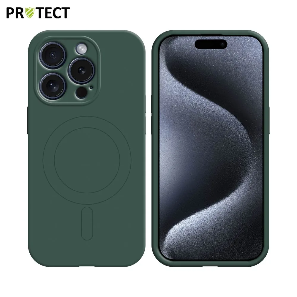 Coque de Protection IZ001 PROTECT pour Apple iPhone 15 Pro MagSafe Vert Foncé
