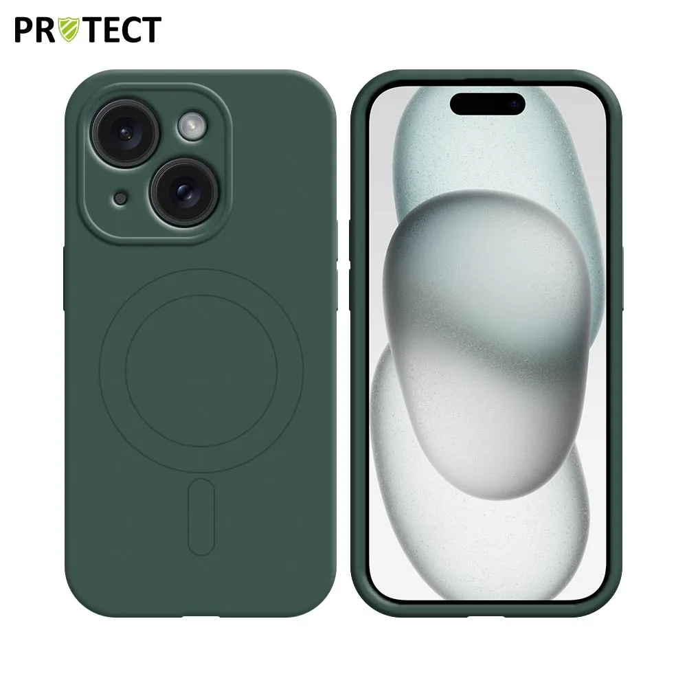 Coque de Protection IZ001 PROTECT pour Apple iPhone 15 Plus MagSafe Vert Foncé