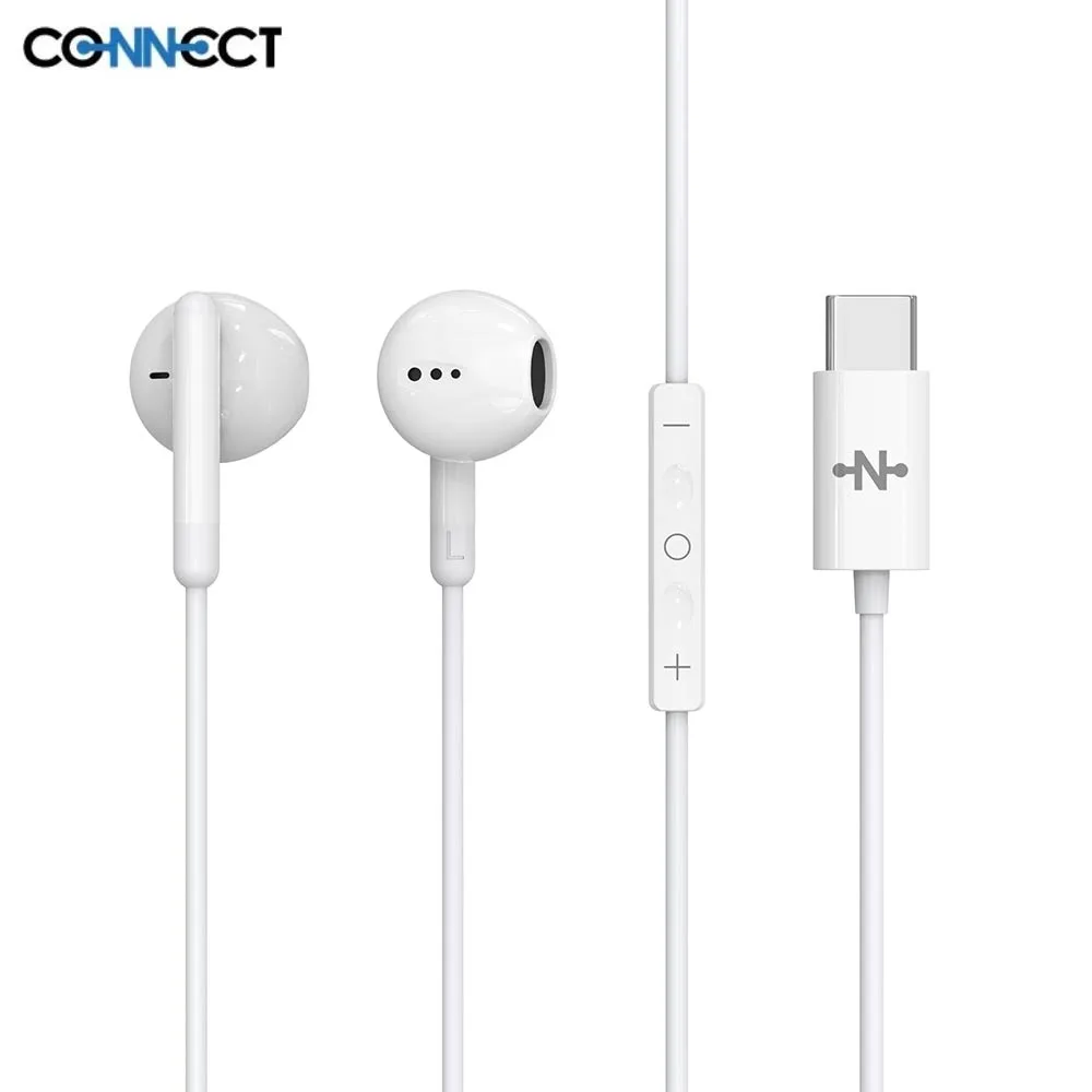 Écouteurs Filaires USB-C CONNECT Bulk x10 Blanc