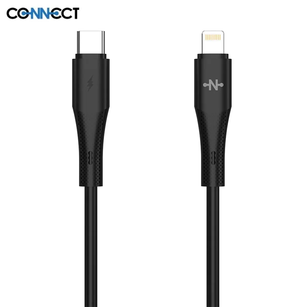 Câble Data USB-C vers Lightning CONNECT 30W (1m) Noir