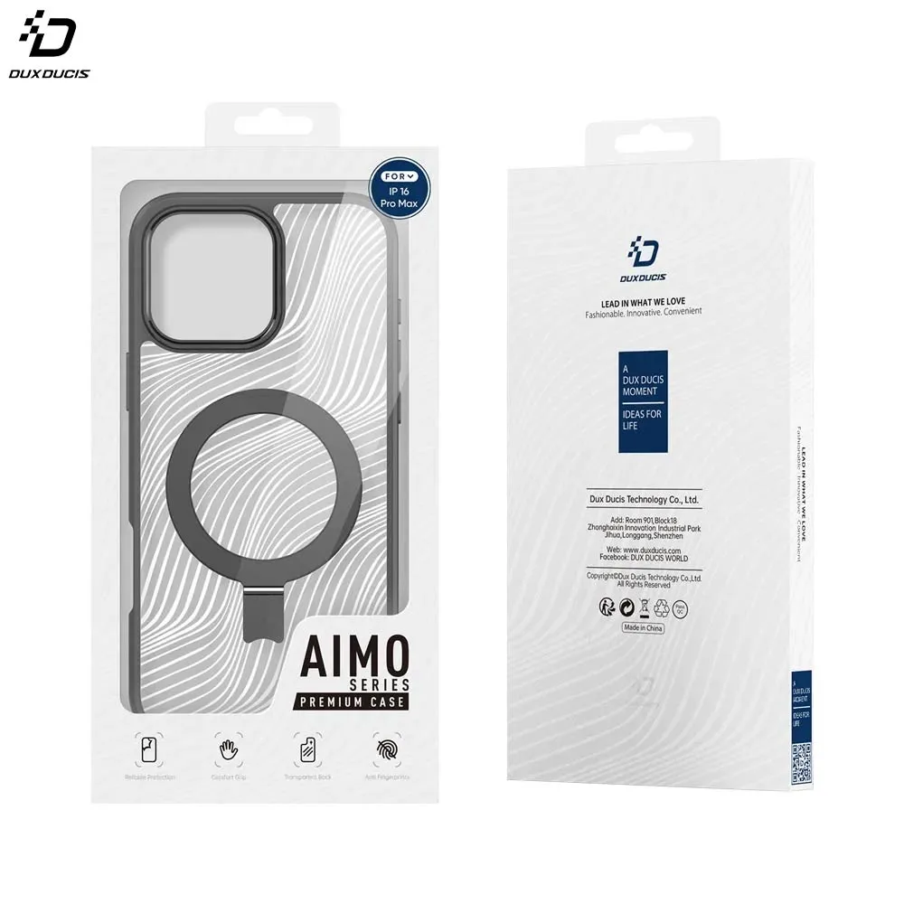 Coque de Protection Aimo Dux Ducis pour Apple iPhone 16 Pro Max (with Magnetic Stand) MagSafe Noir