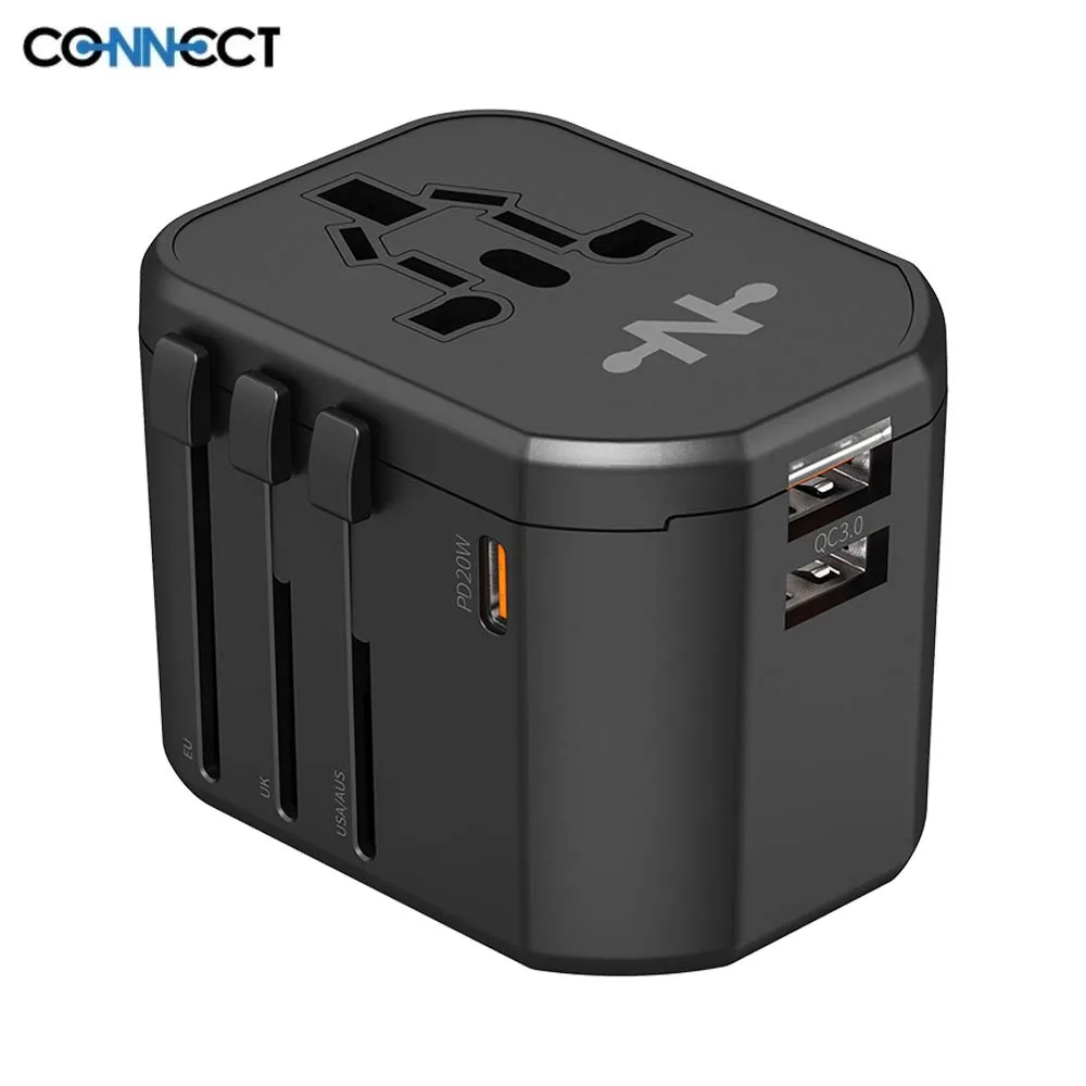 Adaptateur Secteur Universel CONNECT 20W 4 en 1 Noir