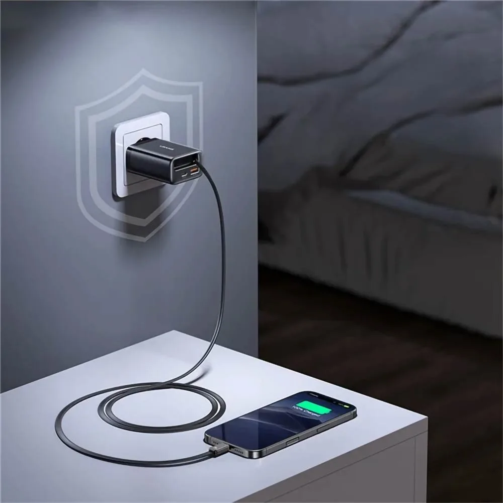 Chargeur Secteur Multi Usams CC296 30W avec Câble Rétractable Type-C Blanc — vue 2