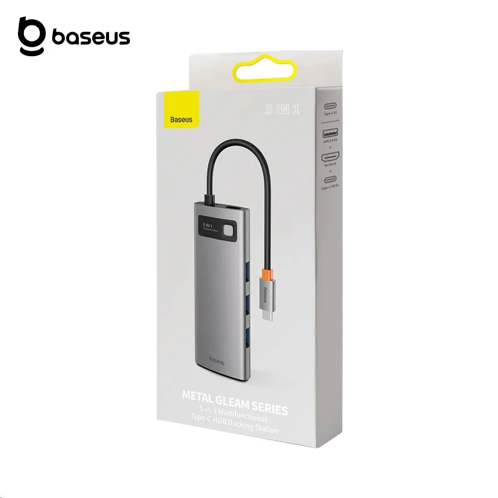 Hub Baseus 5 en 1 Type-C Argent — vue 3