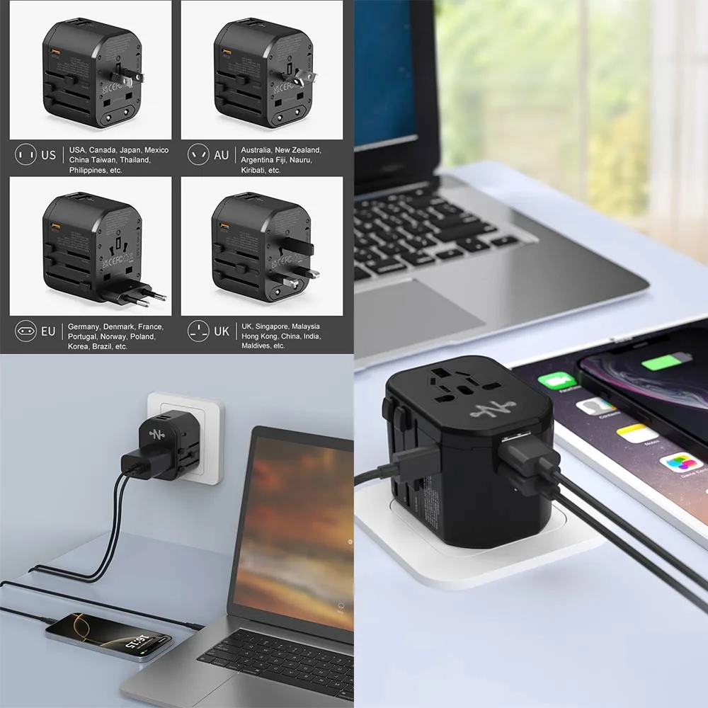 Adaptateur Secteur Universel CONNECT 20W 4 en 1 Noir — vue 2