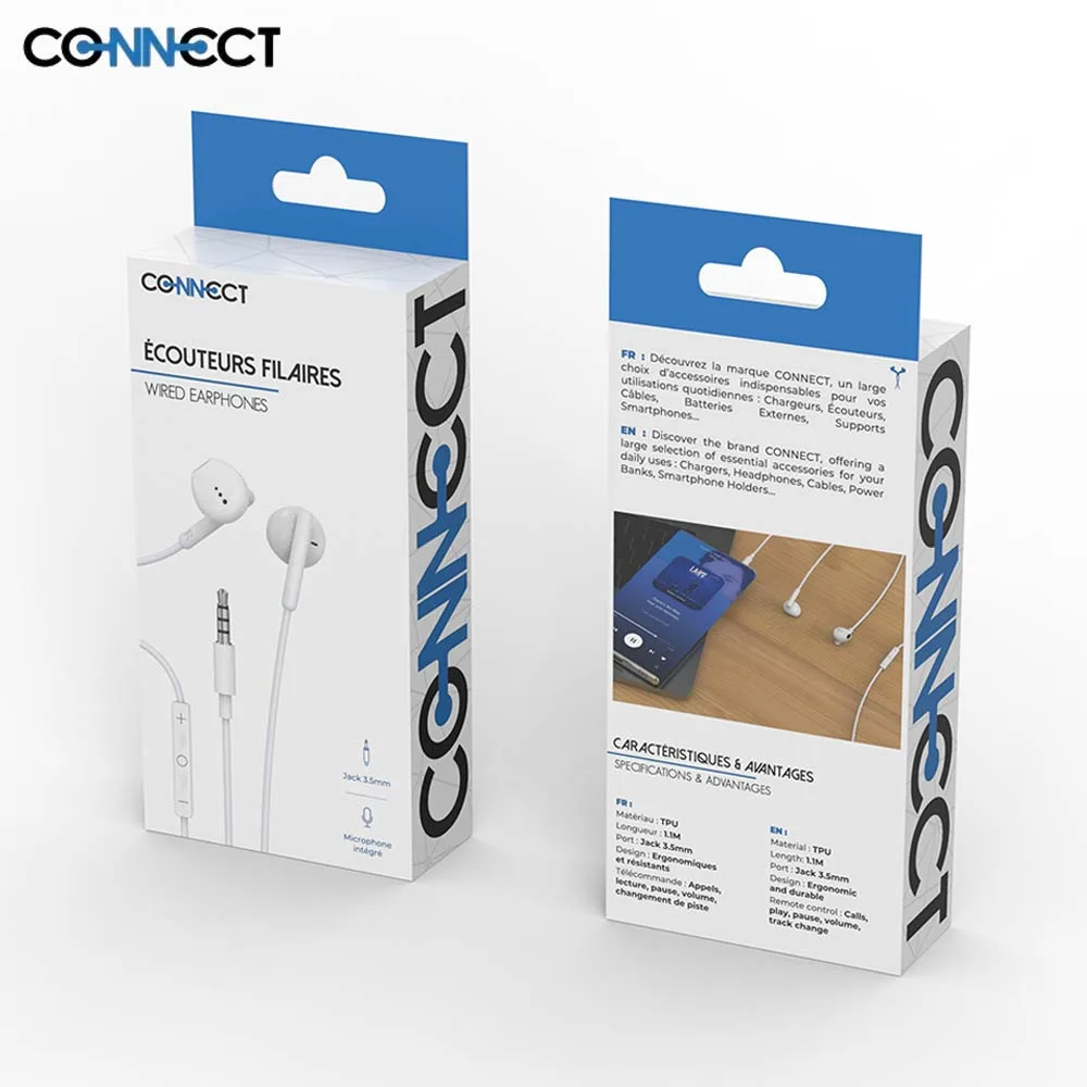 Écouteurs Filaires Jack 3.5mm CONNECT Blanc — vue 3