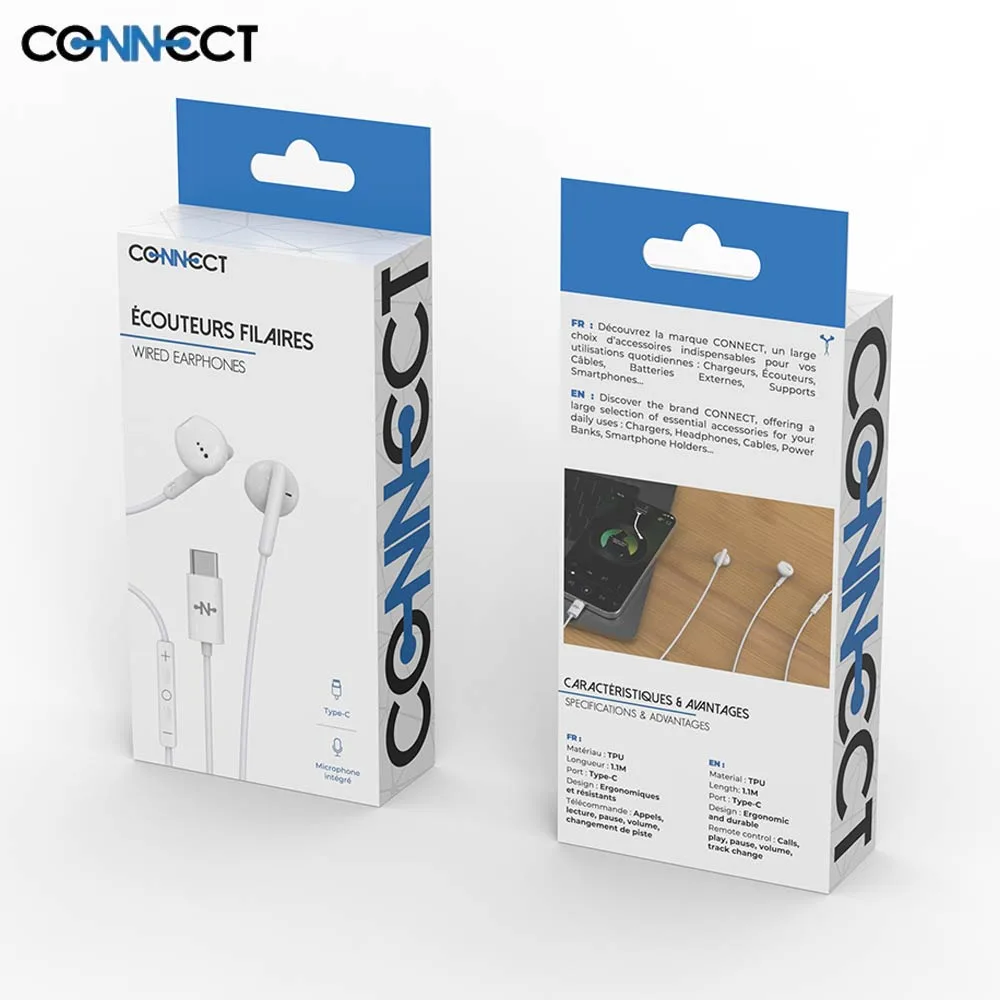 Écouteurs Filaires USB-C CONNECT Blanc — vue 3