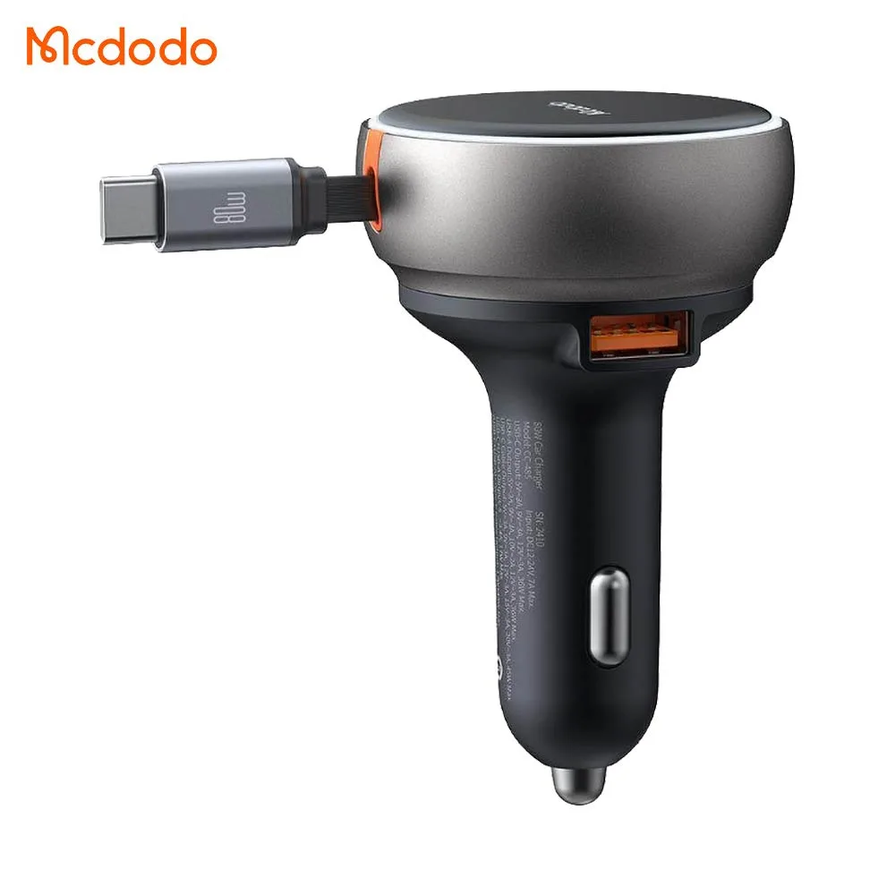 Chargeur Allume-Cigare Mcdodo 80W avec Câble Rétractable Noir