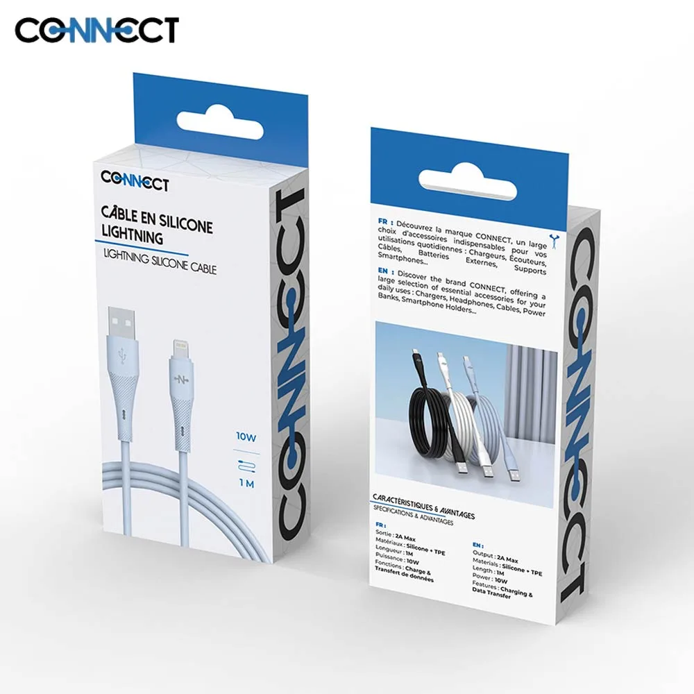 Câble Data USB vers Lightning CONNECT 10W (1m) Bleu — vue 3