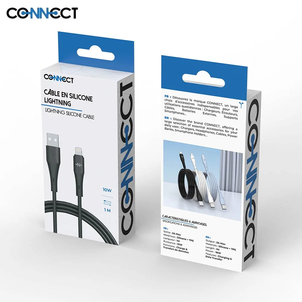 Câble Data USB vers Lightning CONNECT 10W (1m) Noir — vue 3