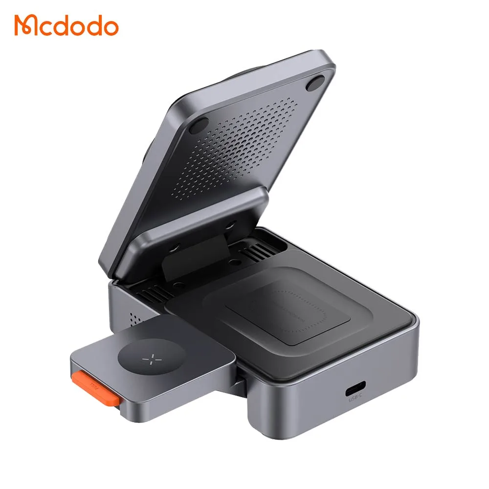 Station de Charge sans Fil Mcdodo Qi2 Pliable 3 en 1 Noir — vue 3