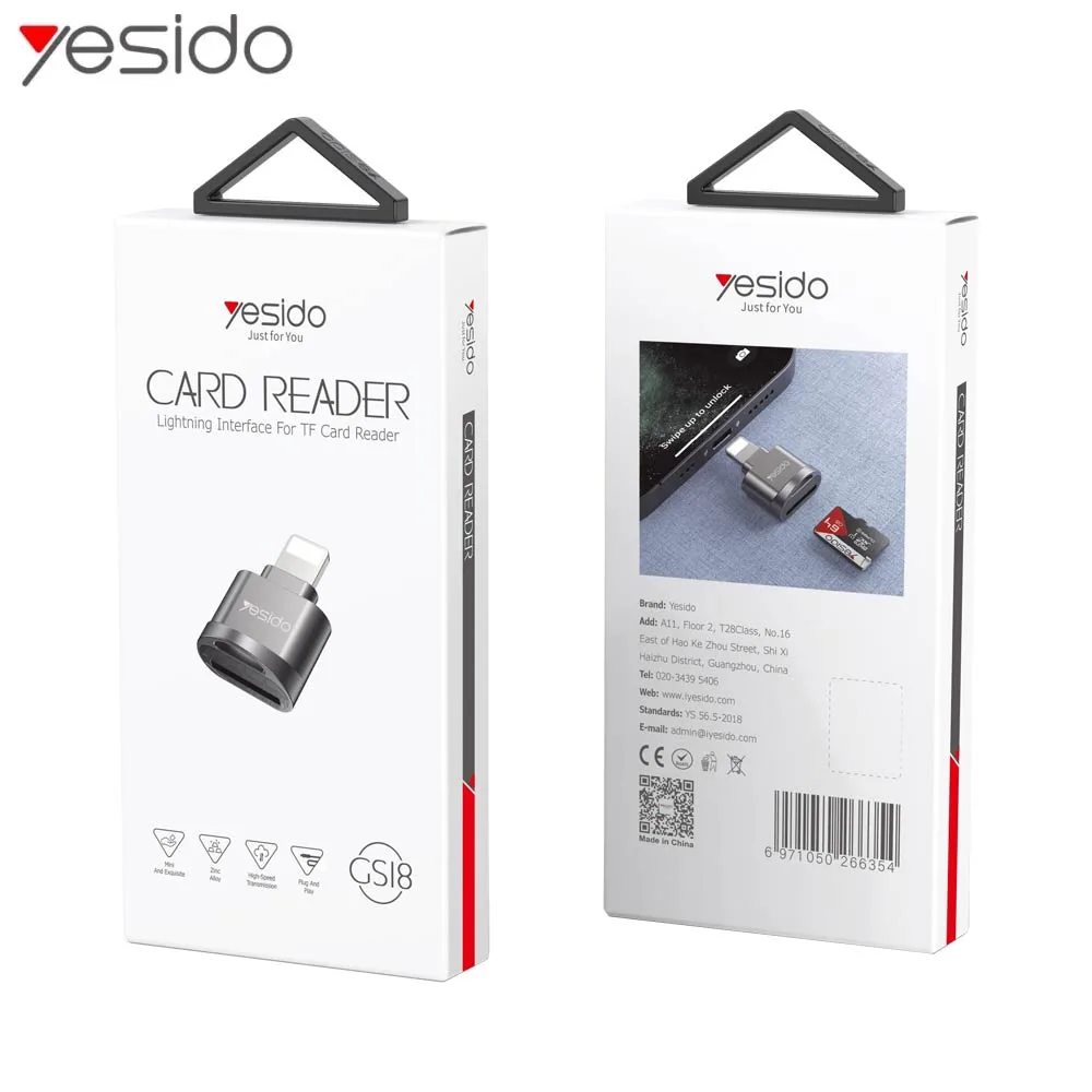 Lecteur de Carte Yesido GS18 Lightning Noir