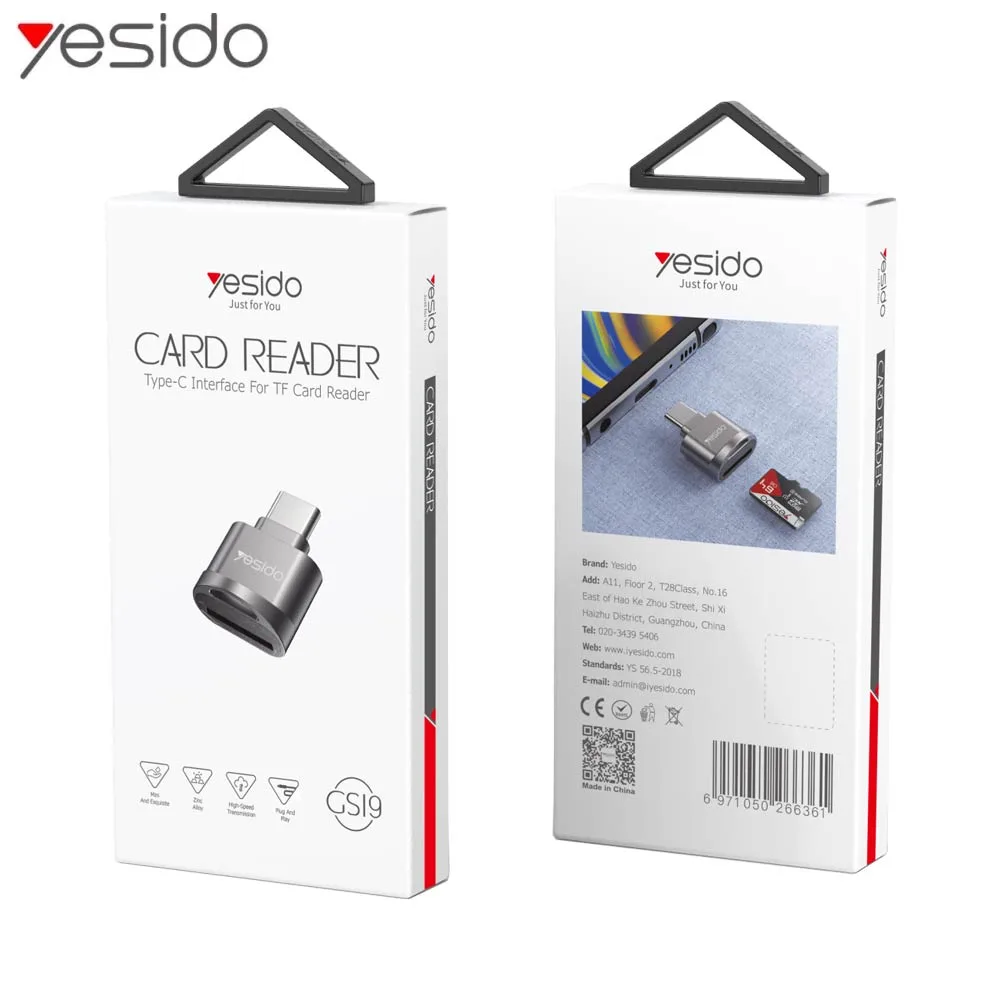 Lecteur de Carte Yesido GS19 Type-C Noir — vue 3