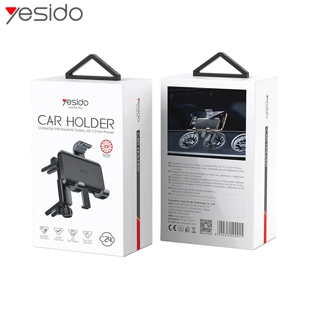 Support Smartphone pour Voiture Yesido C240 pour Grille d'Aération Mercedes Noir — vue 3