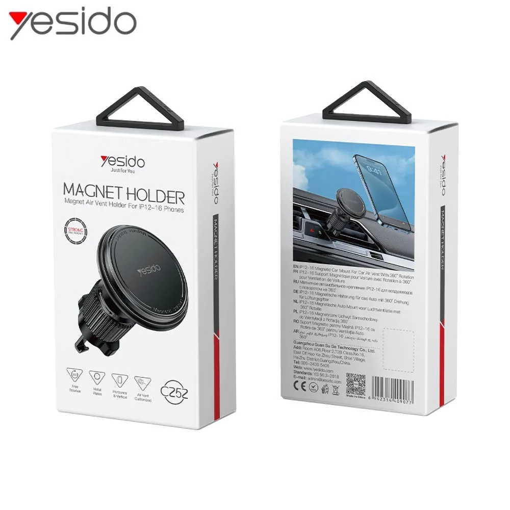 Support Smartphone Magnétique pour Voiture Yesido C252 Noir — vue 3
