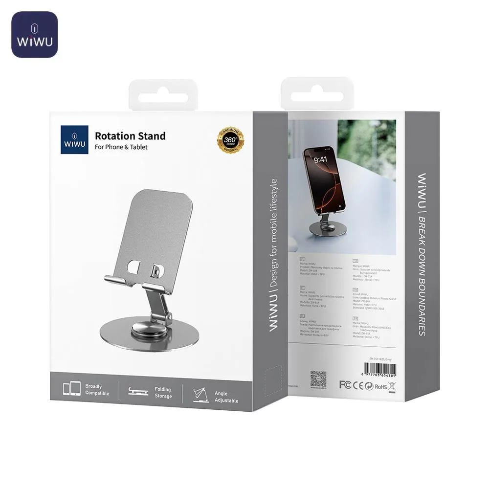 Support pour Smartphone et Tablette Wiwu Rotation 360° Gris — vue 2
