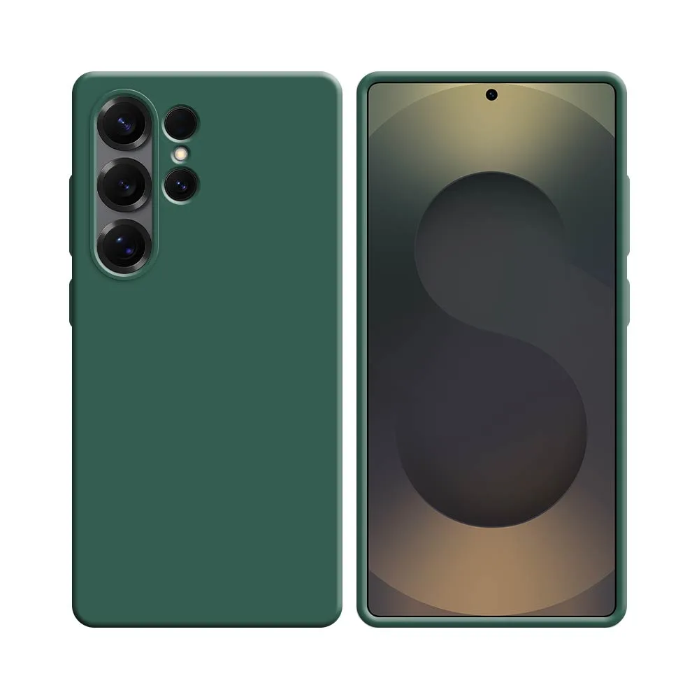 Coque Silicone Compatible pour Samsung Galaxy S25 Ultra S938 Vert Foncé