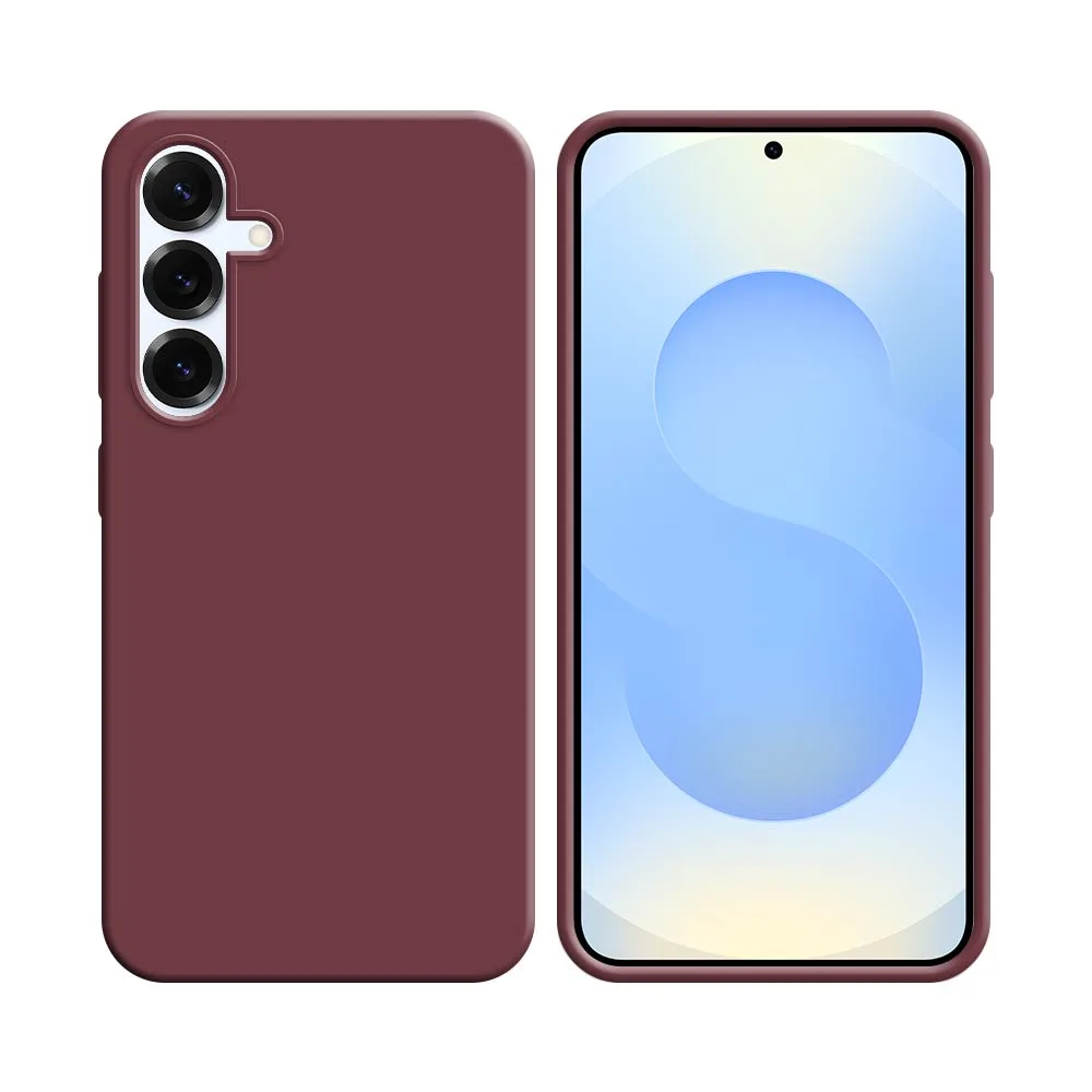 Coque Silicone Compatible pour Samsung Galaxy S25 Plus S936 Bordeaux