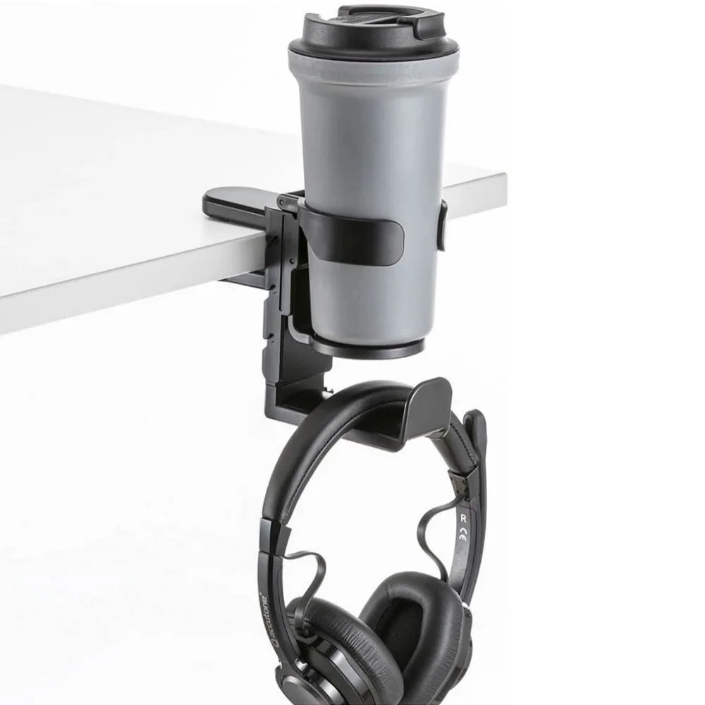 Porte-Gobelet de Bureau avec Support Casque Intégré Noir — vue 3