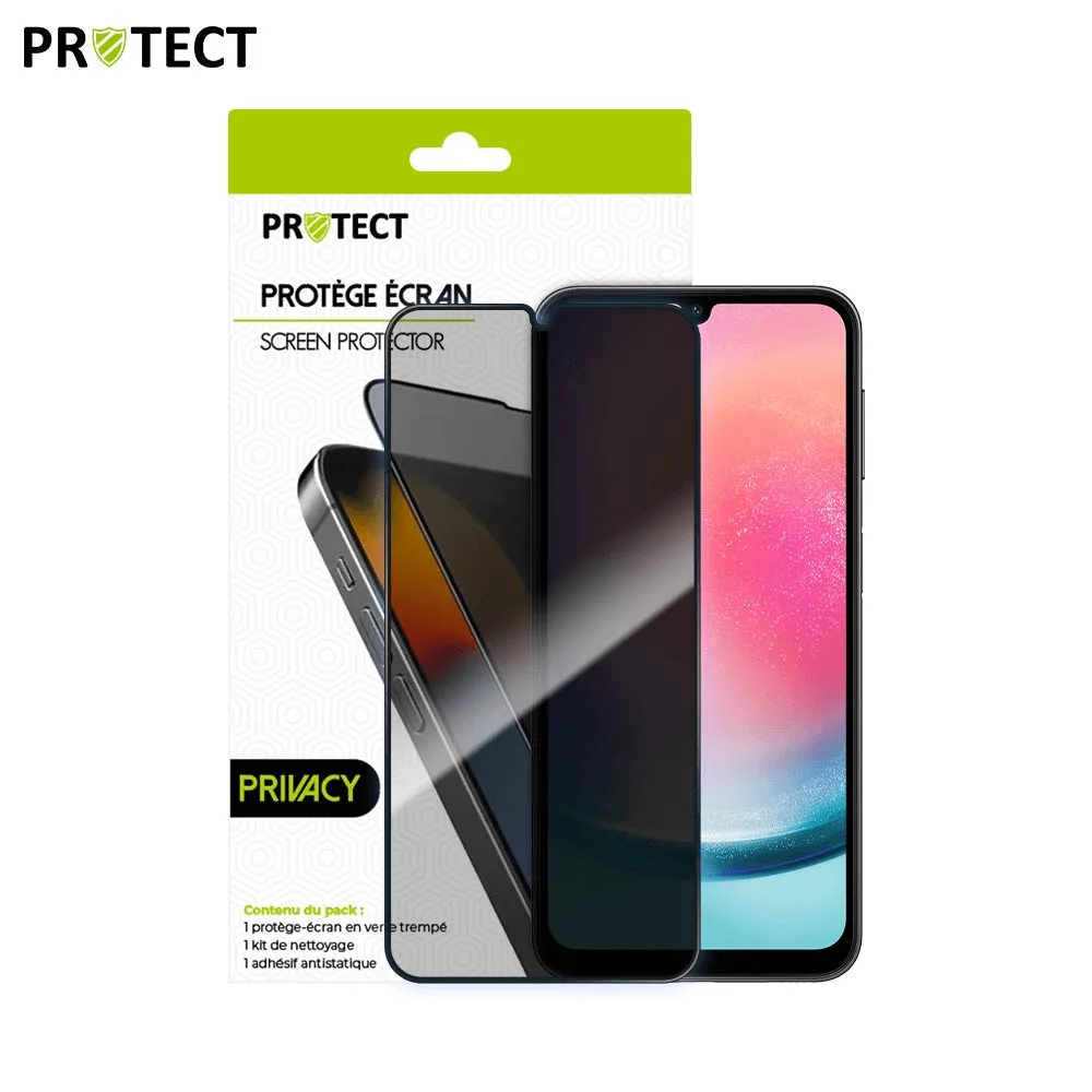 Verre Trempé PRIVACY PROTECT pour Samsung Galaxy A24 4G A245, A25 5G A256, A15 5G A156B & A15 4G A155 Transparent — vue 2