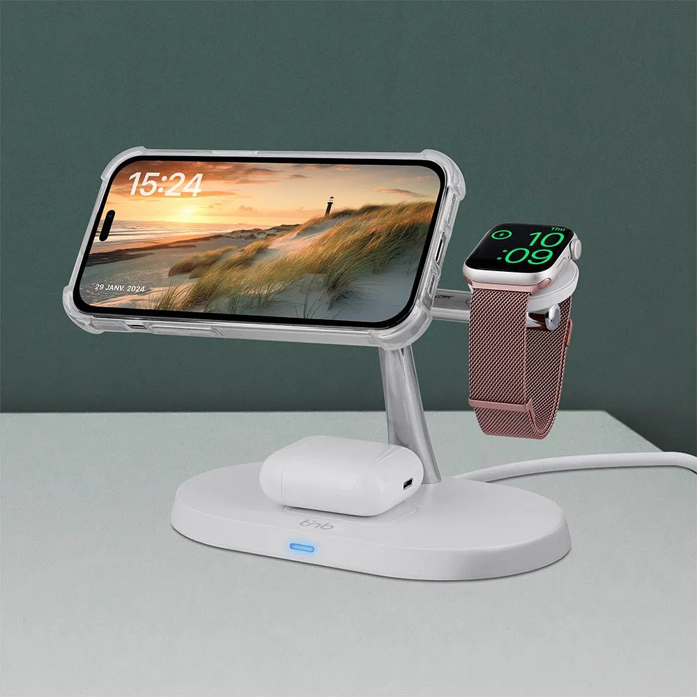 Station de Charge sans Fil T'nb 3 en 1 CHWMAG3 Blanc — vue 3