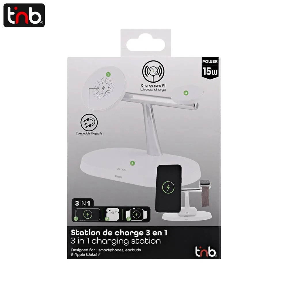 Station de Charge sans Fil T'nb 3 en 1 CHWMAG3 Blanc — vue 4