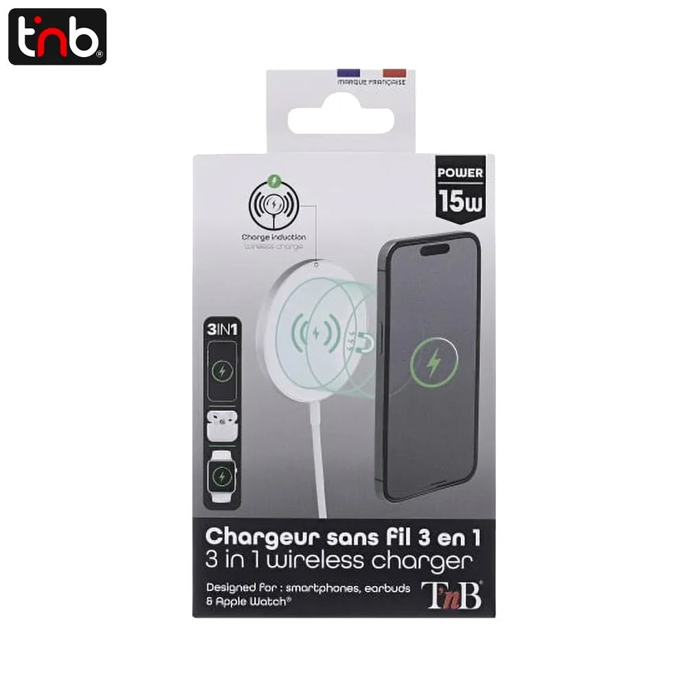 Chargeur à Induction T'nb sans fil 3 en 1 Blanc — vue 4