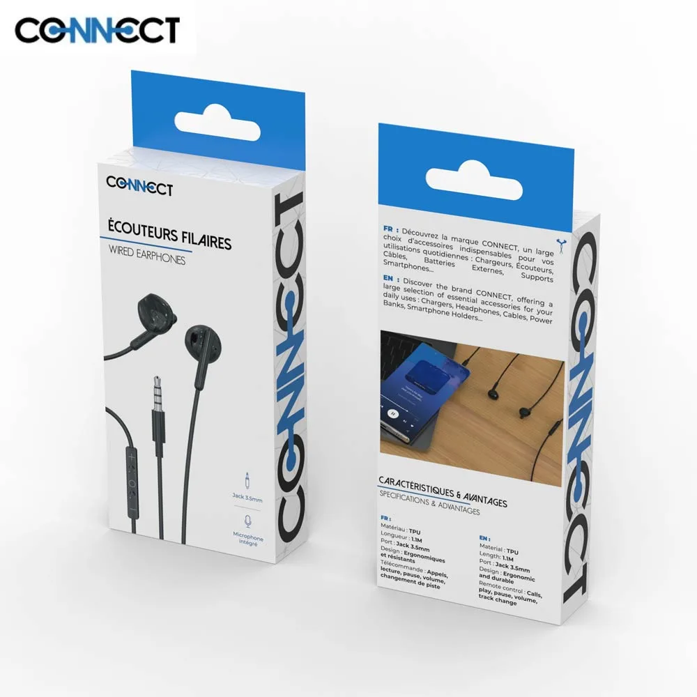 Écouteurs Filaires Jack 3.5mm CONNECT Noir — vue 3