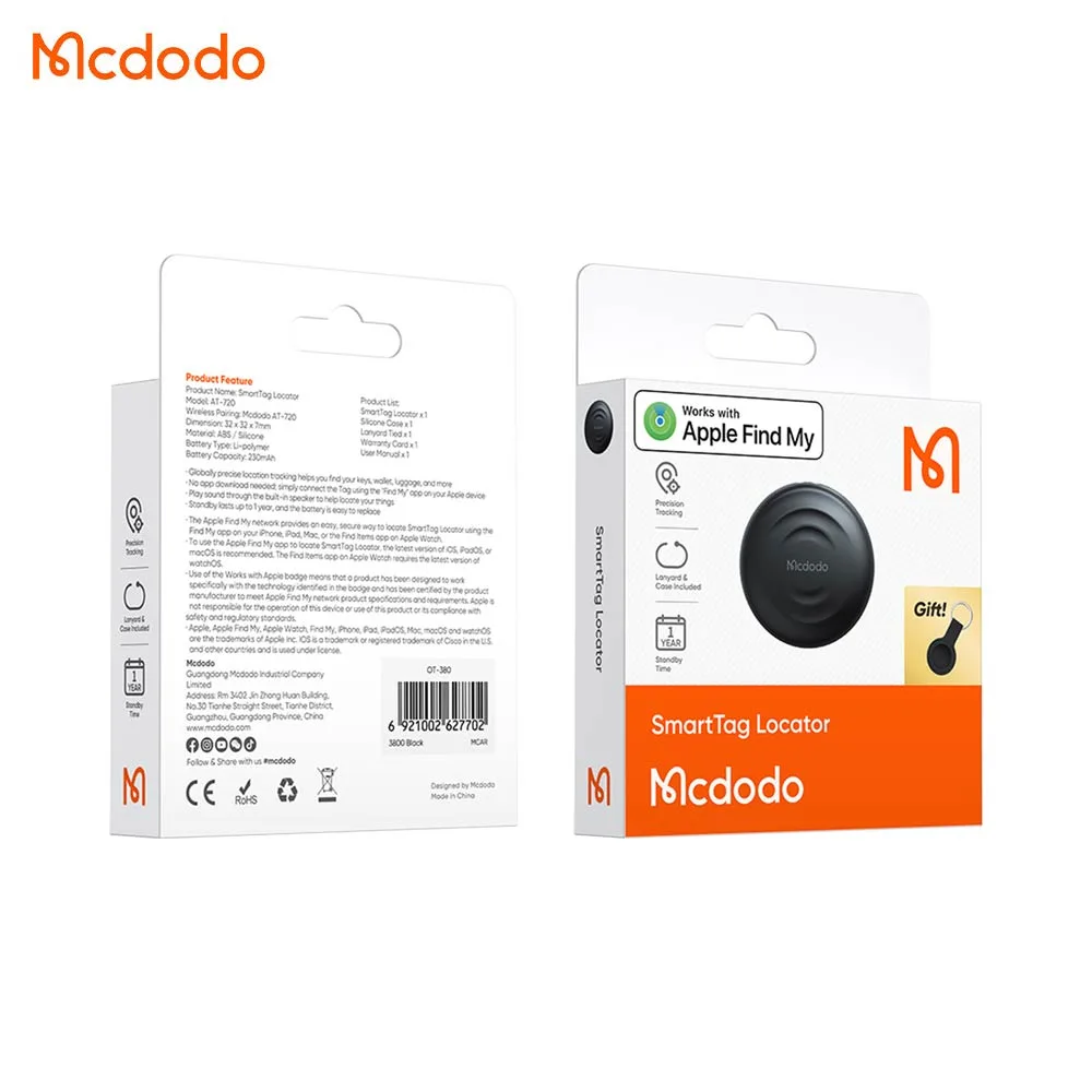 Traceur GPS Mcdodo avec Apple Find My Noir — vue 4