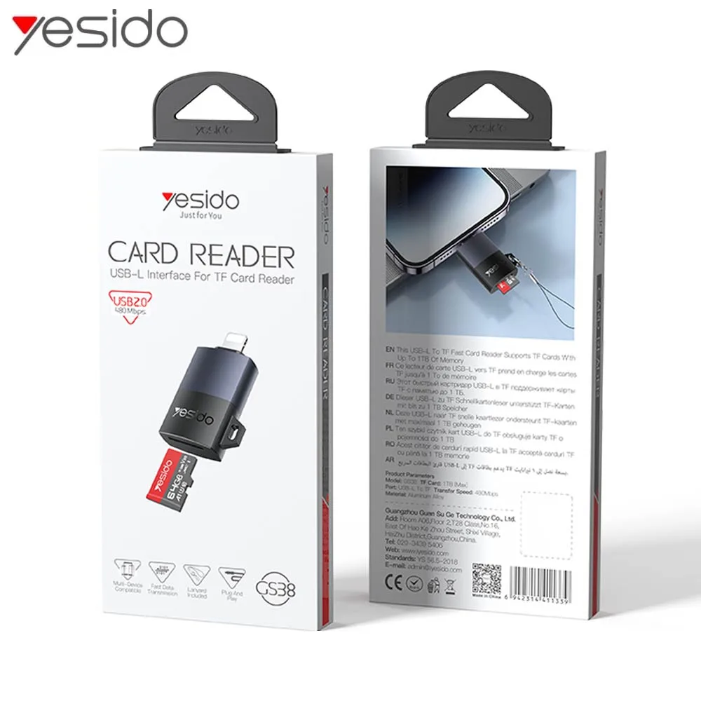 Lecteur de Carte Yesido GS38 OTG Lightning Noir — vue 4