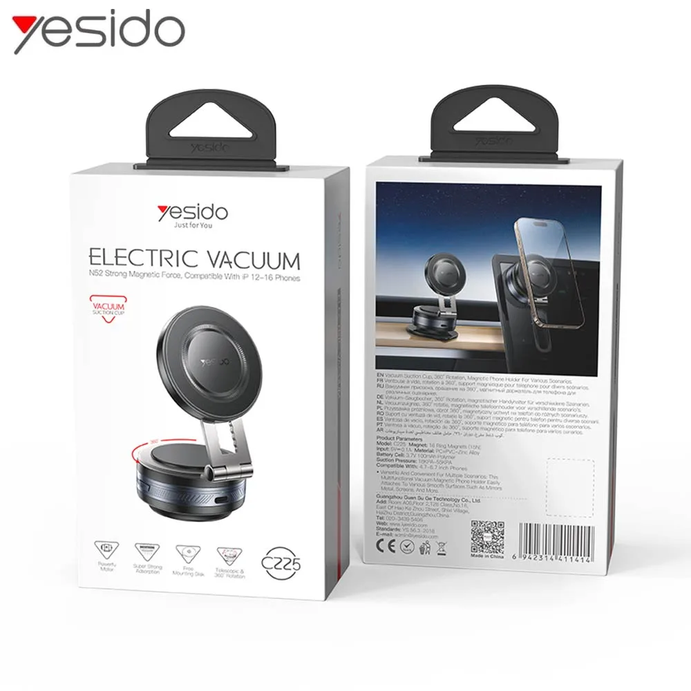 Support Smartphone Magnétique pour Voiture Yesido C225 Rotation 360° Noir — vue 4
