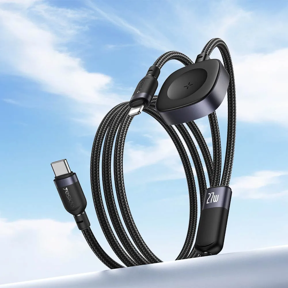 Câble de Charge Yesido CA136L Type-C vers Lightning + Pad de Charge pour Montre Connectée Noir — vue 2