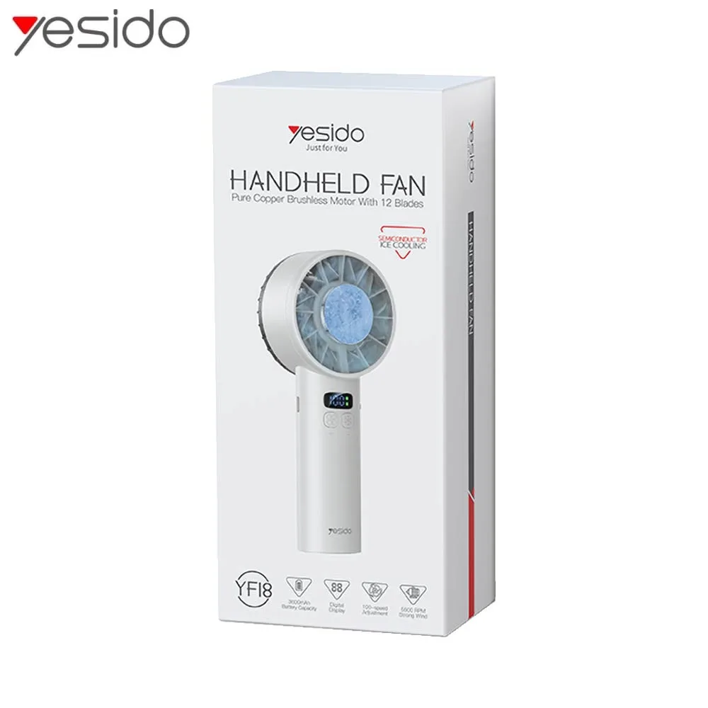 Mini Ventilateur Portable Yesido YF18 avec Refroidissement d'Air 3600mAh Blanc — vue 2