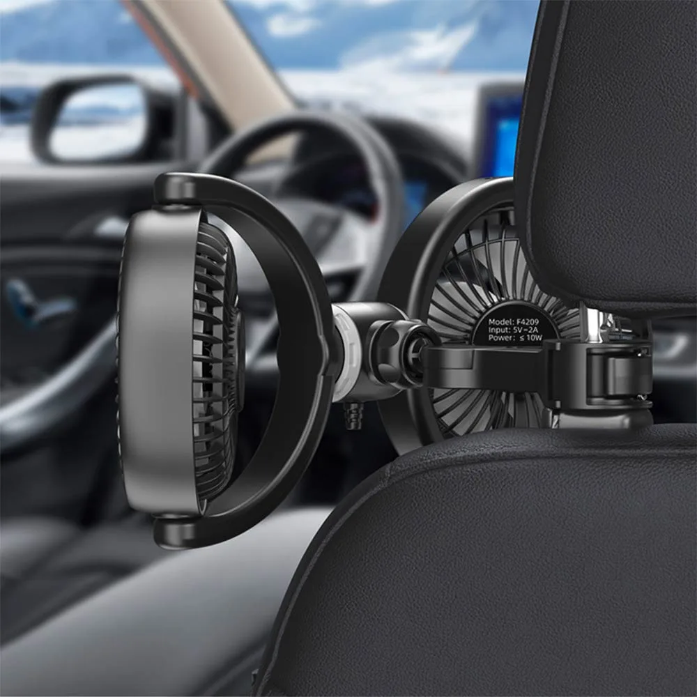 Ventilateur pour Voiture Double avec Fixation pour Sièges Arrière Noir — vue 2
