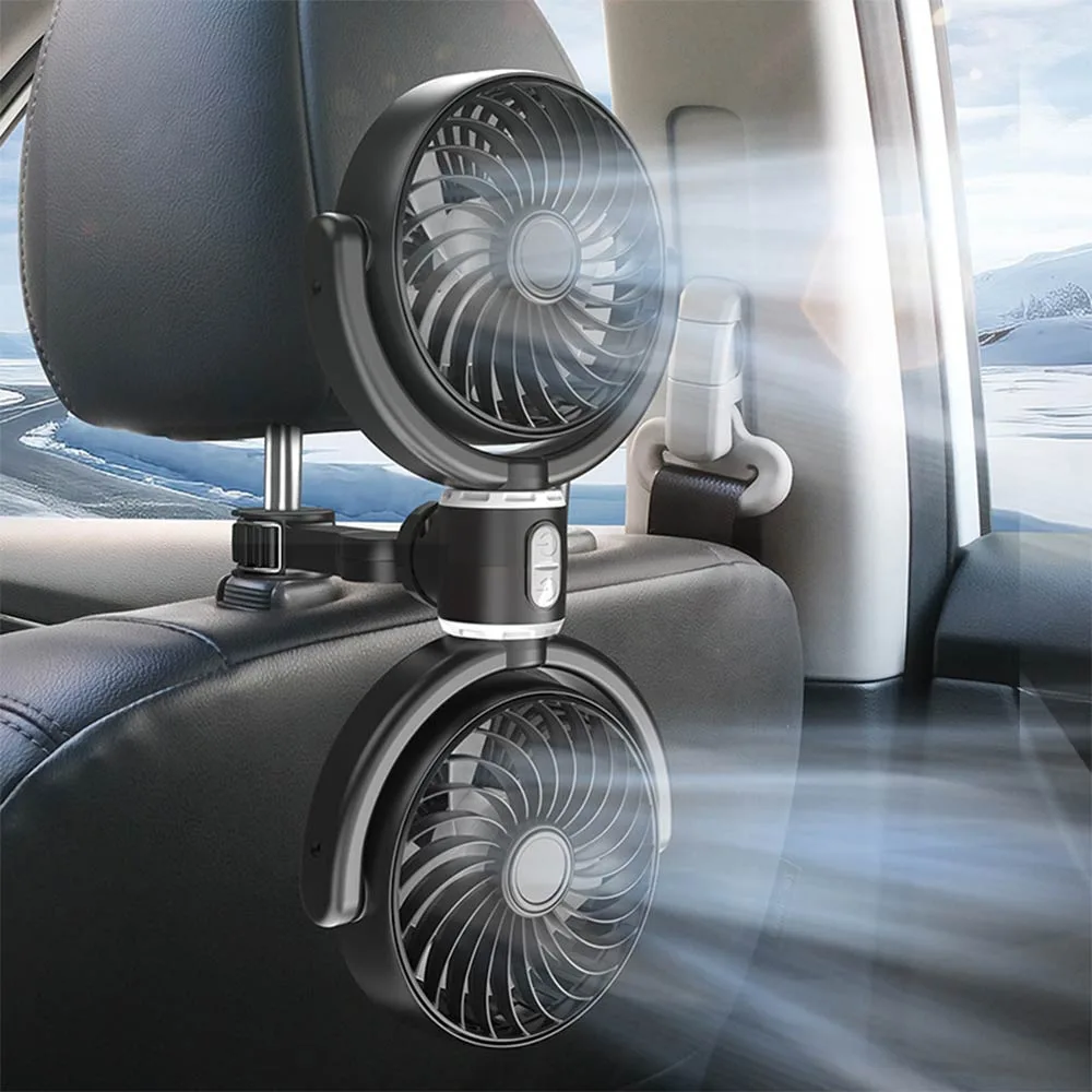 Ventilateur pour Voiture Double avec Fixation pour Sièges Arrière Noir — vue 4
